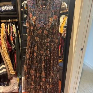 Johnny Was Multicolor Embroidered Midi Dress
